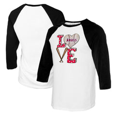 Los Angeles Angels Tiny Turnip Women's Baseball Love Raglan 3/4-Sleeve T-Shirt White/Black