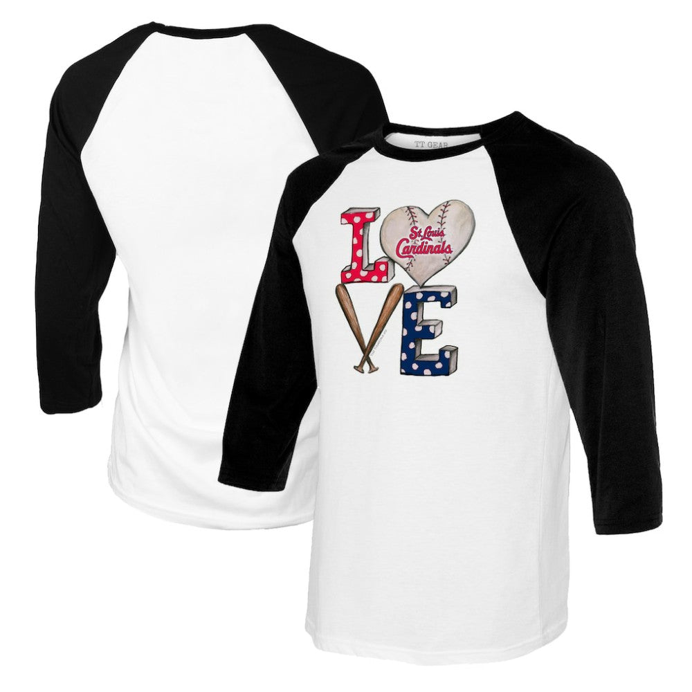 St. Louis Cardinals Tiny Turnip Women's Baseball Love Raglan 3/4-Sleeve T-Shirt White/Black