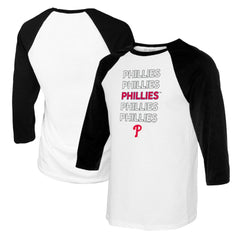 Philadelphia Phillies Tiny Turnip Women's Stacked 3/4-Sleeve Raglan T-Shirt White/Black
