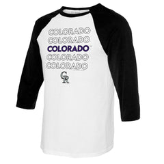 Colorado Rockies Tiny Turnip Youth Stacked Raglan 3/4 Sleeve T-Shirt White/Black