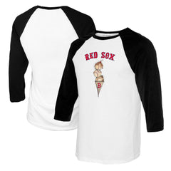 Boston Red Sox Tiny Turnip Youth Triple Scoop Raglan 3/4 Sleeve T-Shirt White/Black