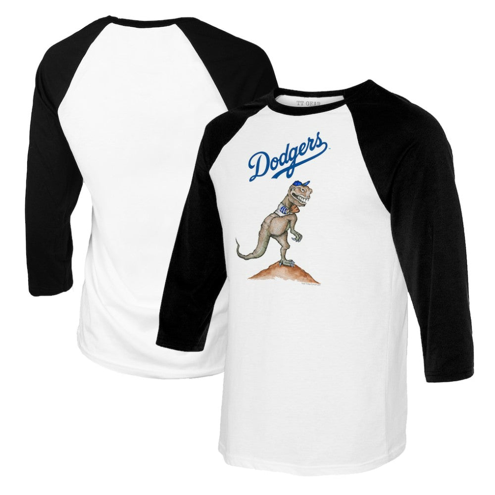 Los Angeles Dodgers Tiny Turnip Women's TT Rex 3/4-Sleeve Raglan T-Shirt White/Black
