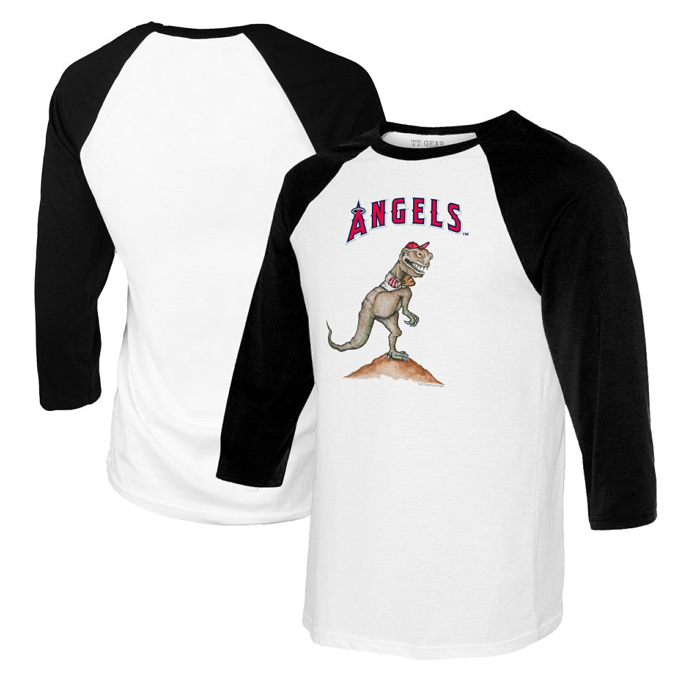 Los Angeles Angels Tiny Turnip Youth TT Rex Raglan 3/4 Sleeve T-Shirt White/Black