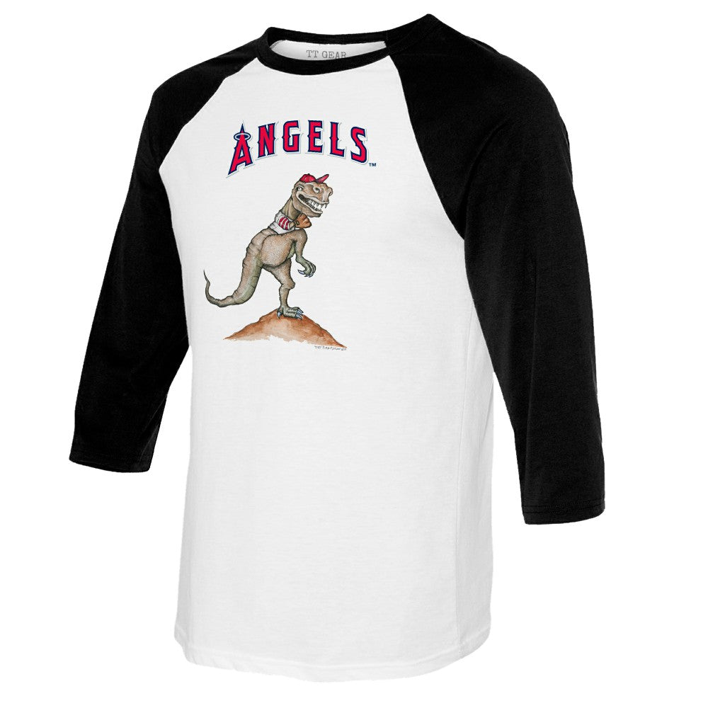 Los Angeles Angels Tiny Turnip Youth TT Rex Raglan 3/4 Sleeve T-Shirt White/Black