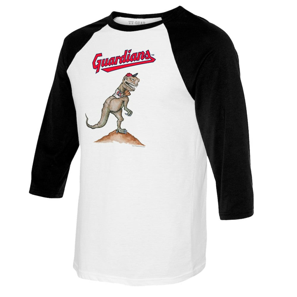 Cleveland Guardians Tiny Turnip Youth TT Rex Raglan 3/4 Sleeve T-Shirt White/Black