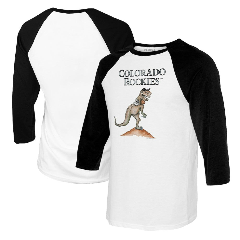 Colorado Rockies Tiny Turnip Youth TT Rex Raglan 3/4 Sleeve T-Shirt White/Black
