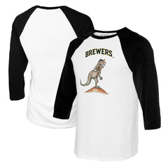 Milwaukee Brewers Tiny Turnip Youth TT Rex Raglan 3/4 Sleeve T-Shirt White/Black