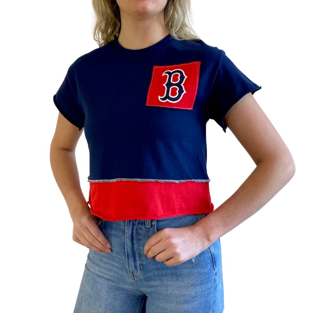 Boston Red Sox Refried Apparel Women's Cropped T-Shirt Navy
