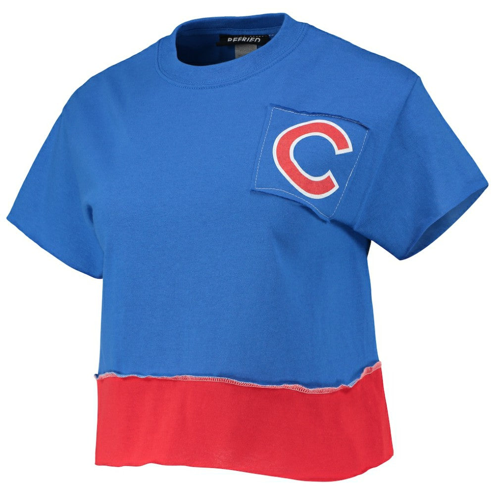 Chicago Cubs Refried Apparel Women's Cropped T-Shirt Royal