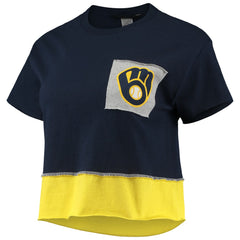 Milwaukee Brewers Refried Apparel Women's Cropped T-Shirt Navy