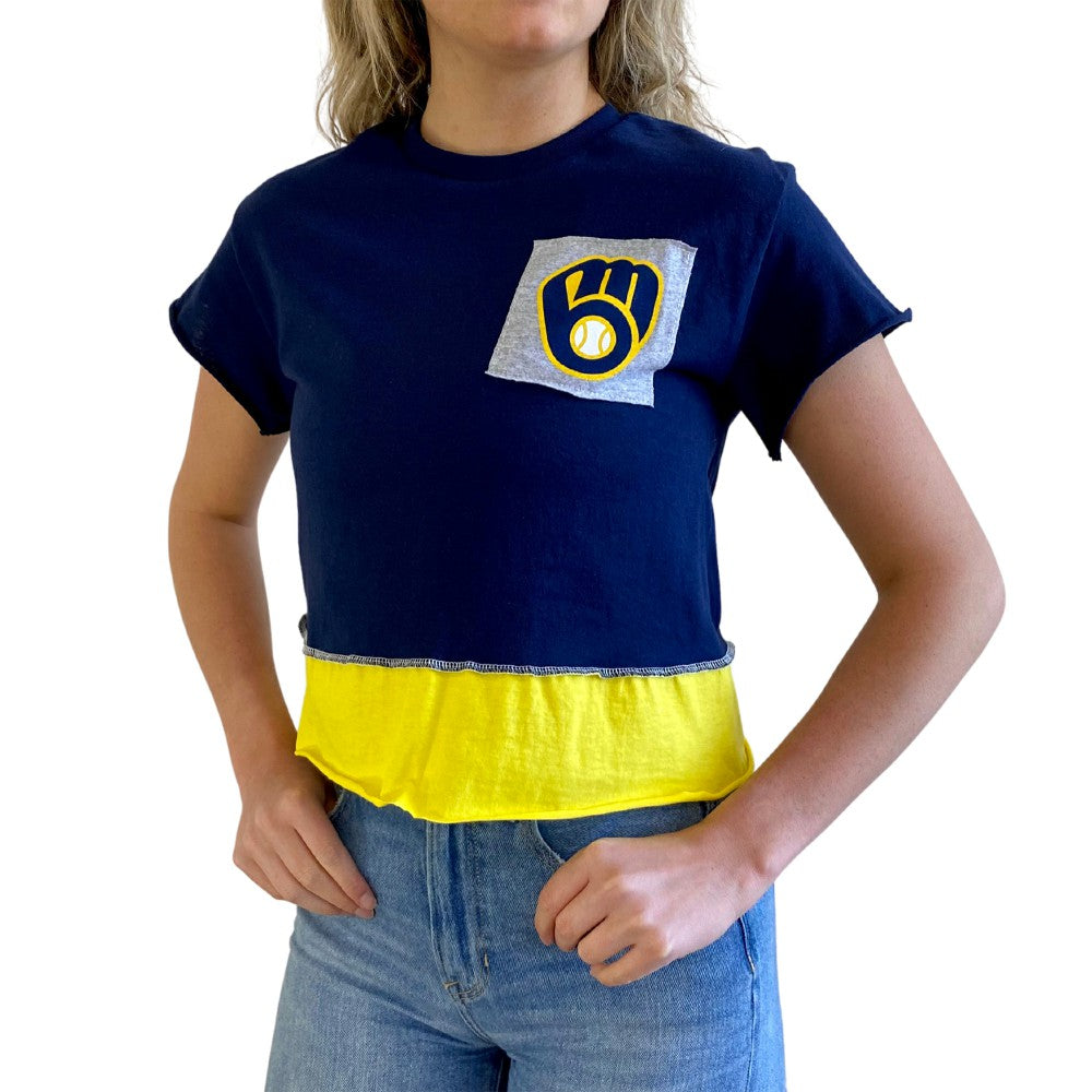 Milwaukee Brewers Refried Apparel Women's Cropped T-Shirt Navy