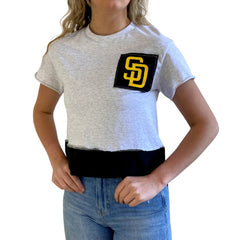 San Diego Padres Refried Apparel Women's Cropped T-Shirt Gray