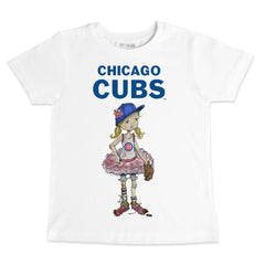 Chicago Cubs Tiny Turnip Youth Baseball Babes T-Shirt White