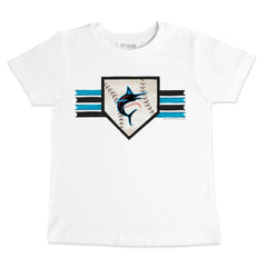 Miami Marlins Tiny Turnip Youth Base Stripe T-Shirt White