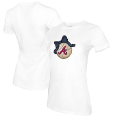 Atlanta Braves Tiny Turnip Women's Baseball Bow T-Shirt White