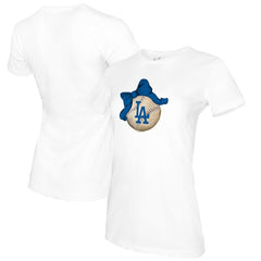 Los Angeles Dodgers Tiny Turnip Women's Baseball Bow T-Shirt White
