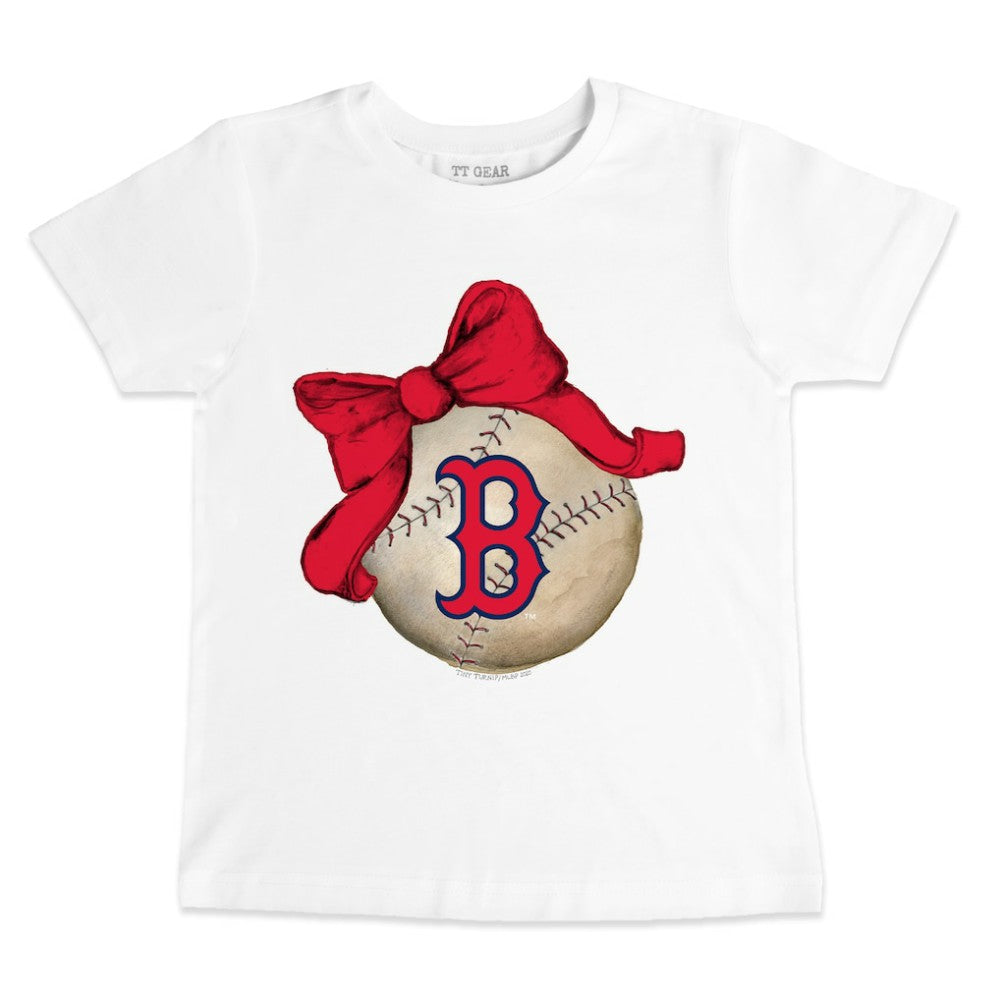 Boston Red Sox Tiny Turnip Youth Baseball Bow T-Shirt White