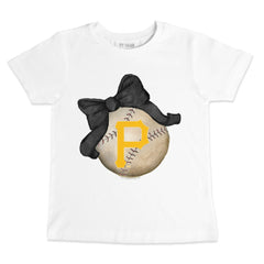 Pittsburgh Pirates Tiny Turnip Youth Baseball Bow T-Shirt White