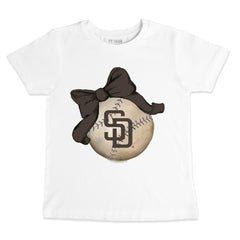 San Diego Padres Tiny Turnip Youth Baseball Bow T-Shirt White