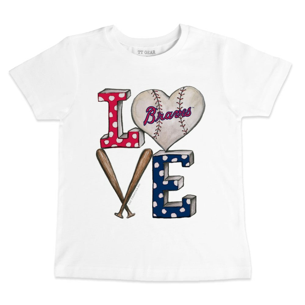 Atlanta Braves Tiny Turnip Youth Baseball Love T-Shirt White