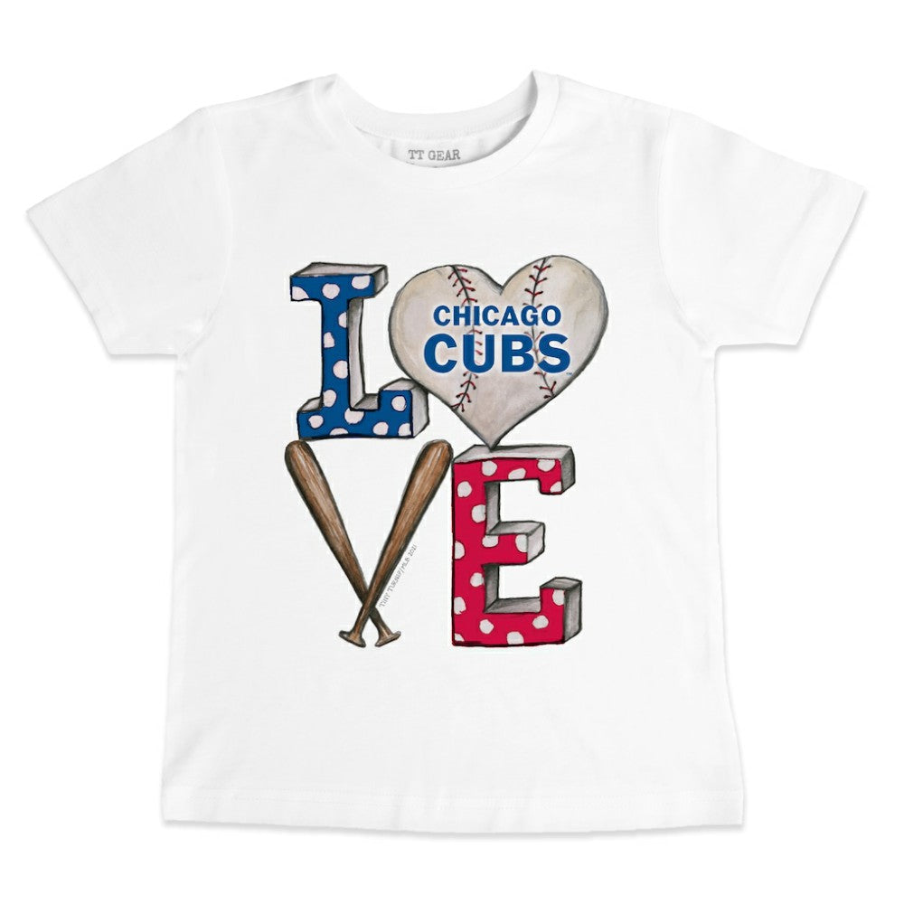 Chicago Cubs Tiny Turnip Youth Baseball Love T-Shirt White