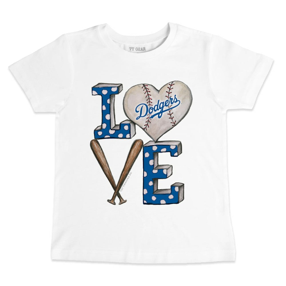 Los Angeles Dodgers Tiny Turnip Youth Baseball Love T-Shirt White