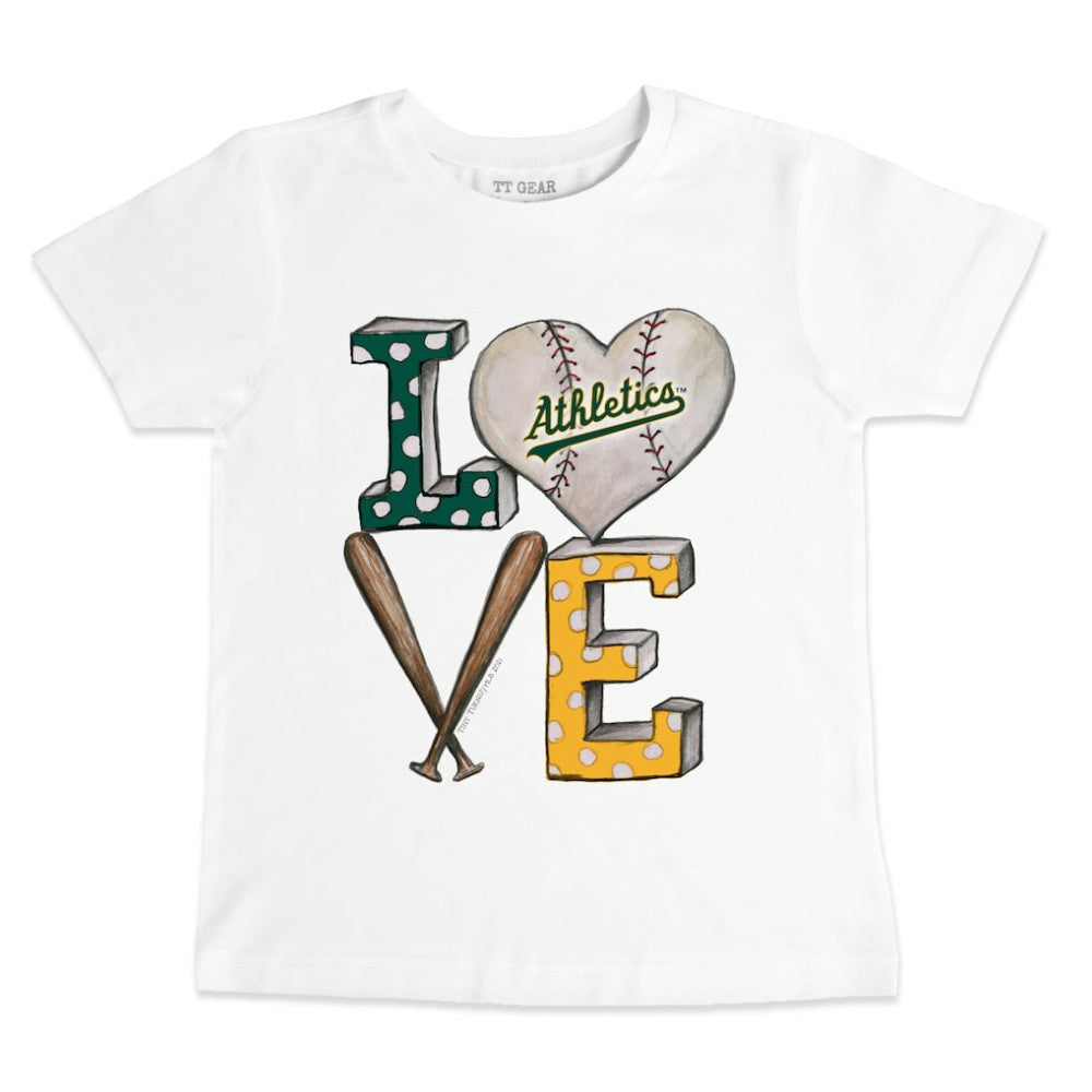 Athletics Tiny Turnip Youth Baseball Love T-Shirt White