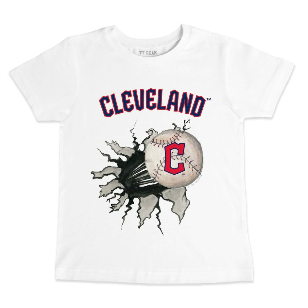 Cleveland Guardians Tiny Turnip Youth Baseball Tear T-Shirt White