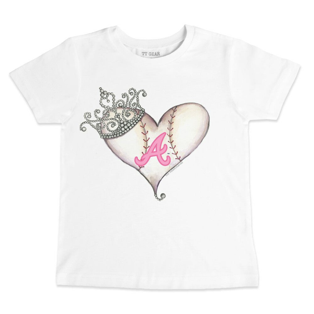 Atlanta Braves Tiny Turnip Youth Baseball Tiara Heart T-Shirt White
