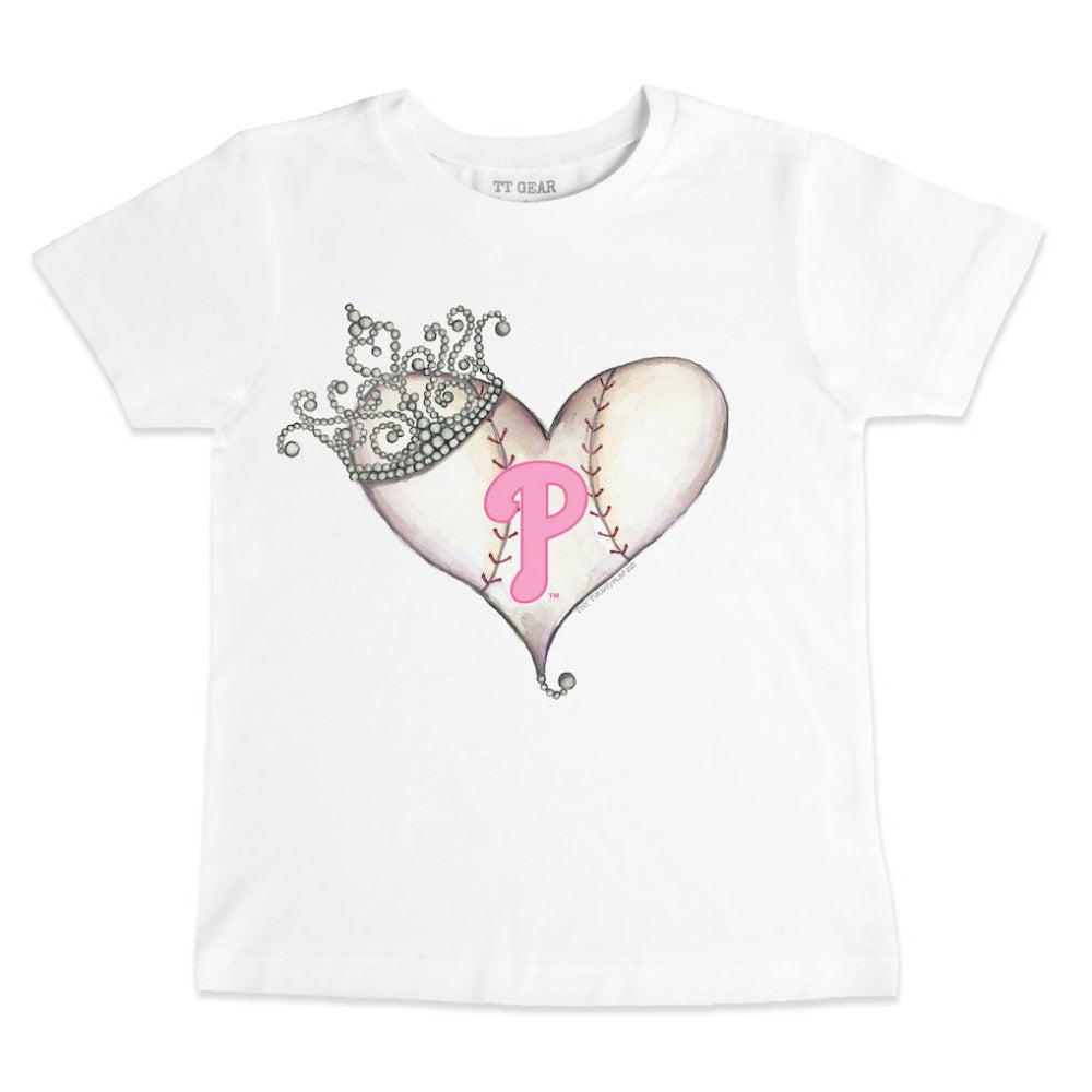 Philadelphia Phillies Tiny Turnip Youth Baseball Tiara Heart T-Shirt White