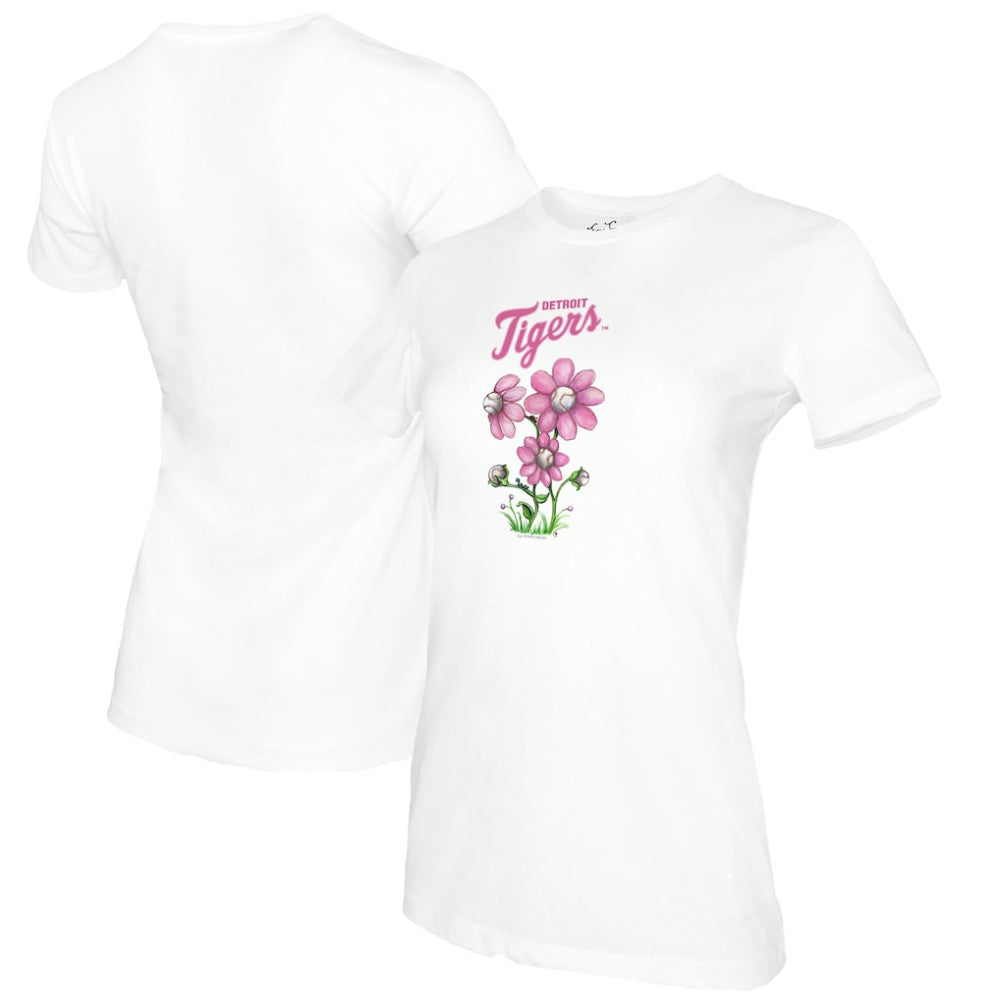 Detroit Tigers Tiny Turnip Women's Blooming Baseballs T-Shirt White