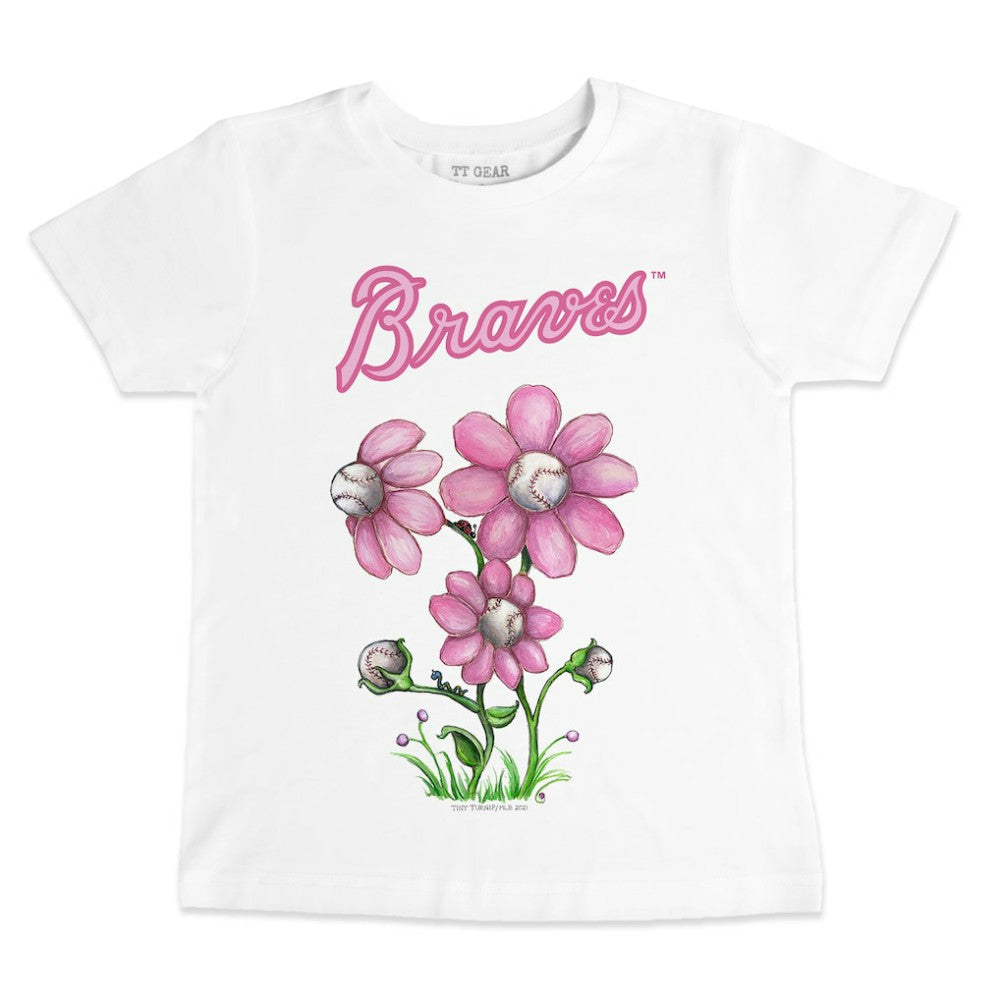 Atlanta Braves Tiny Turnip Youth Blooming Baseballs T-Shirt White