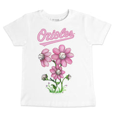Baltimore Orioles Tiny Turnip Youth Blooming Baseballs T-Shirt White