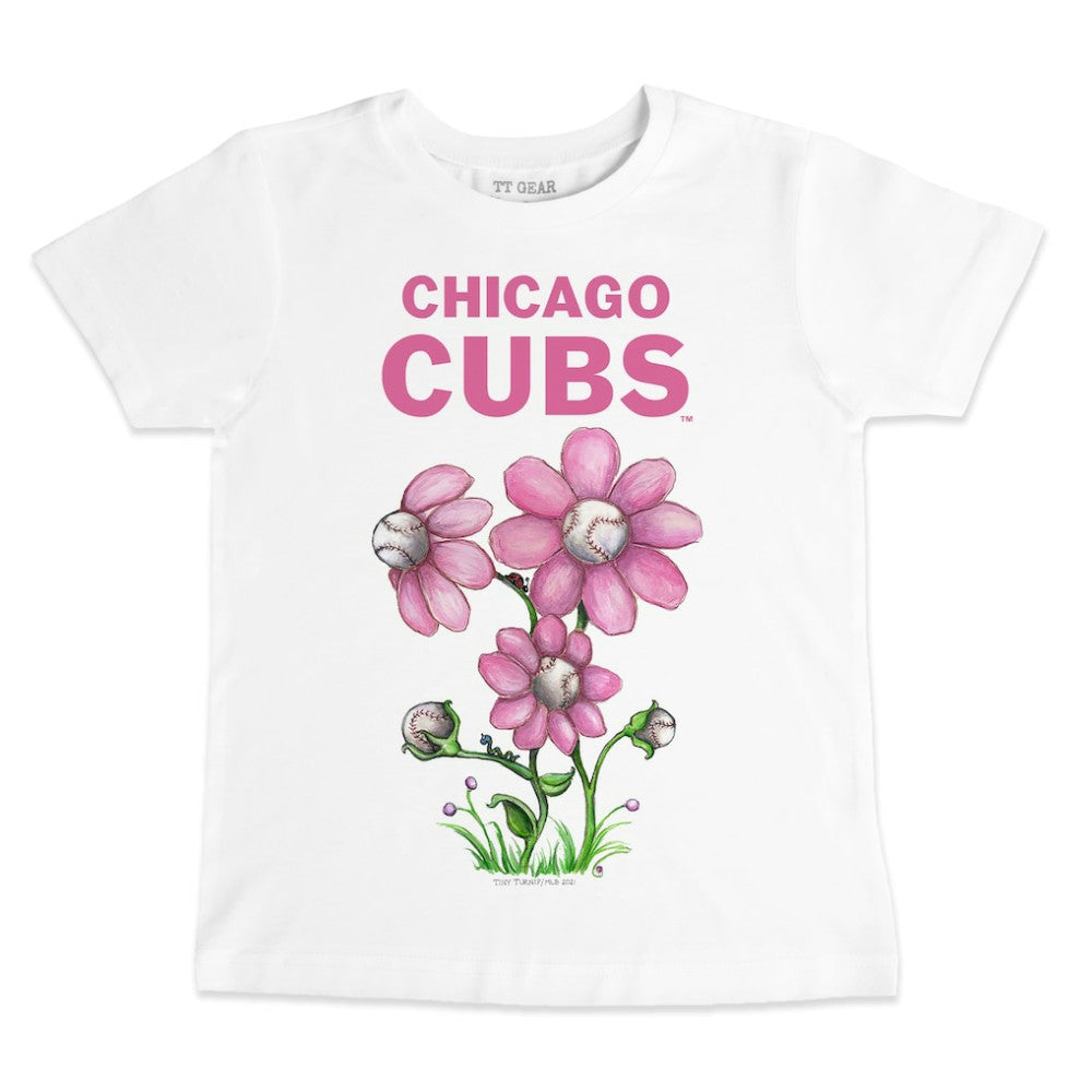 Chicago Cubs Tiny Turnip Youth Blooming Baseballs T-Shirt White