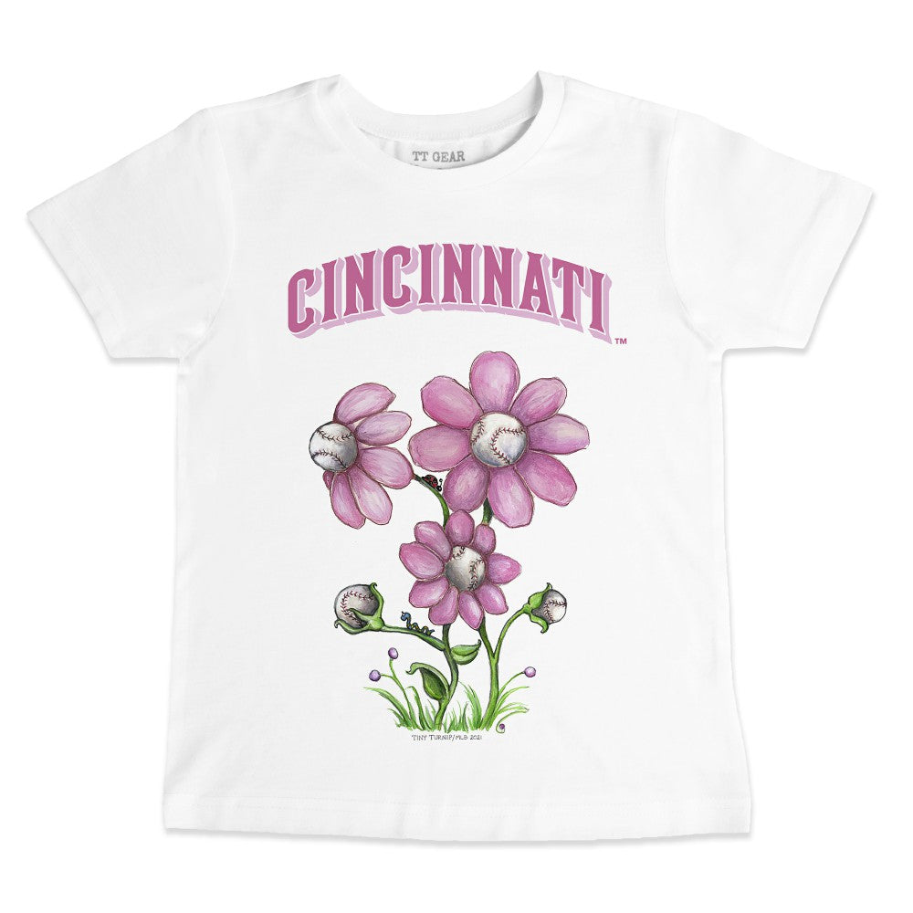 Cincinnati Reds Tiny Turnip Youth Blooming Baseballs T-Shirt White