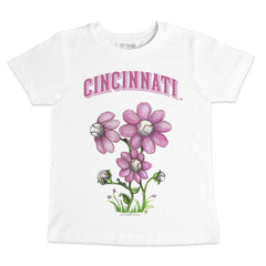 Cincinnati Reds Tiny Turnip Youth Blooming Baseballs T-Shirt White
