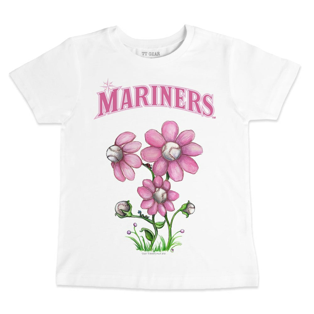 Seattle Mariners Tiny Turnip Youth Blooming Baseballs T-Shirt White