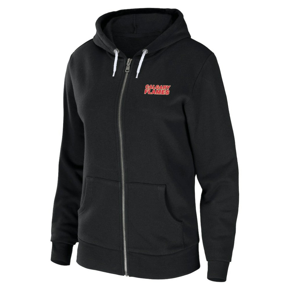 Calgary Flames WEAR by Erin Andrews Women's Sponge Fleece Full-Zip Hoodie Black
