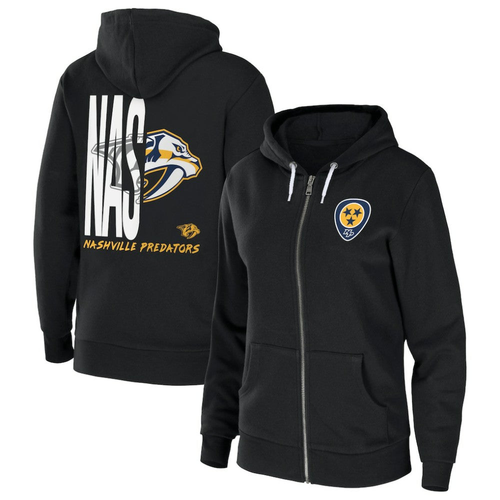 Nashville Predators WEAR by Erin Andrews Women's Sponge Fleece Full-Zip Hoodie Black