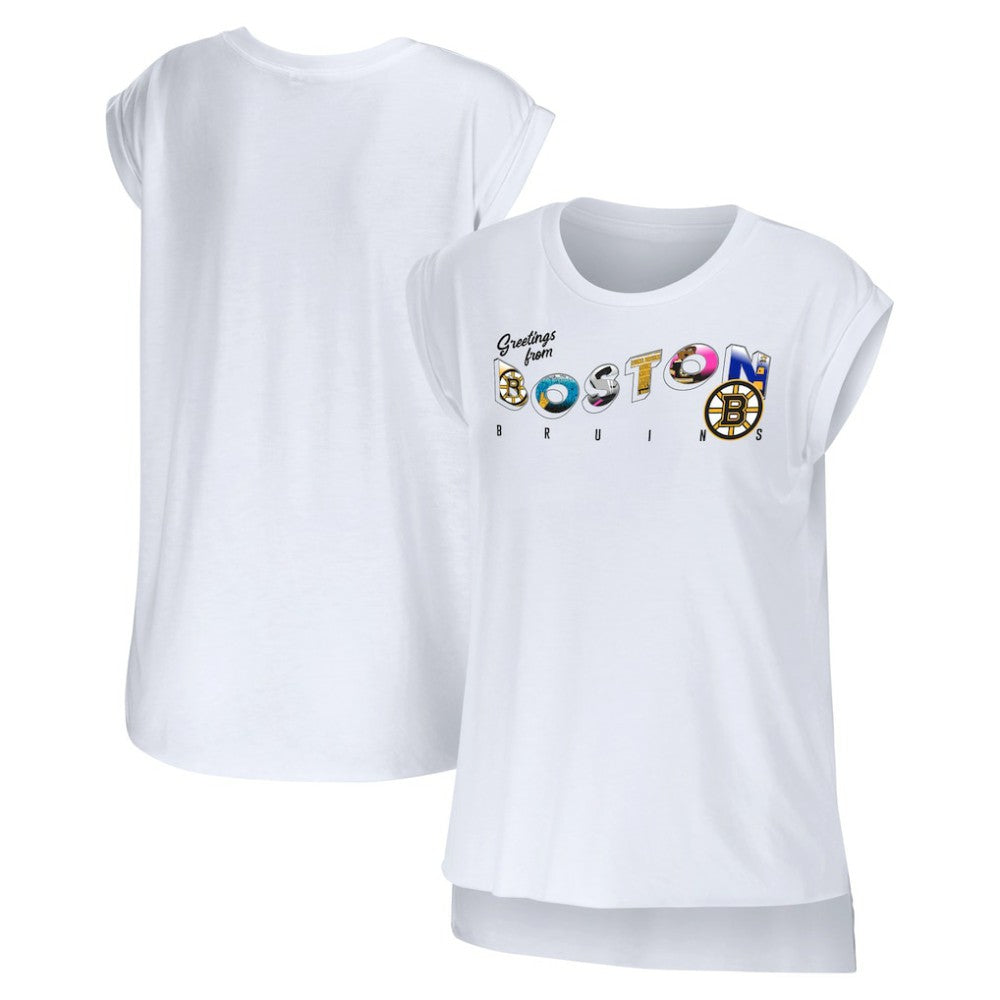 Boston Bruins WEAR by Erin Andrews Women's Greetings From Muscle T-Shirt White