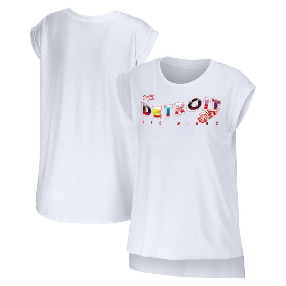 Detroit Red Wings WEAR by Erin Andrews Women's Greetings From Muscle T-Shirt White