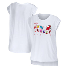 New Jersey Devils WEAR by Erin Andrews Women's Greetings From Muscle T-Shirt White