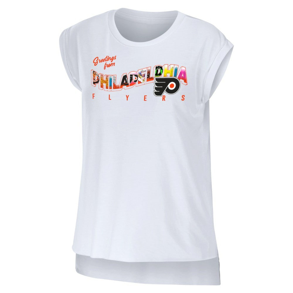 Philadelphia Flyers WEAR by Erin Andrews Women's Greetings From Muscle T-Shirt White