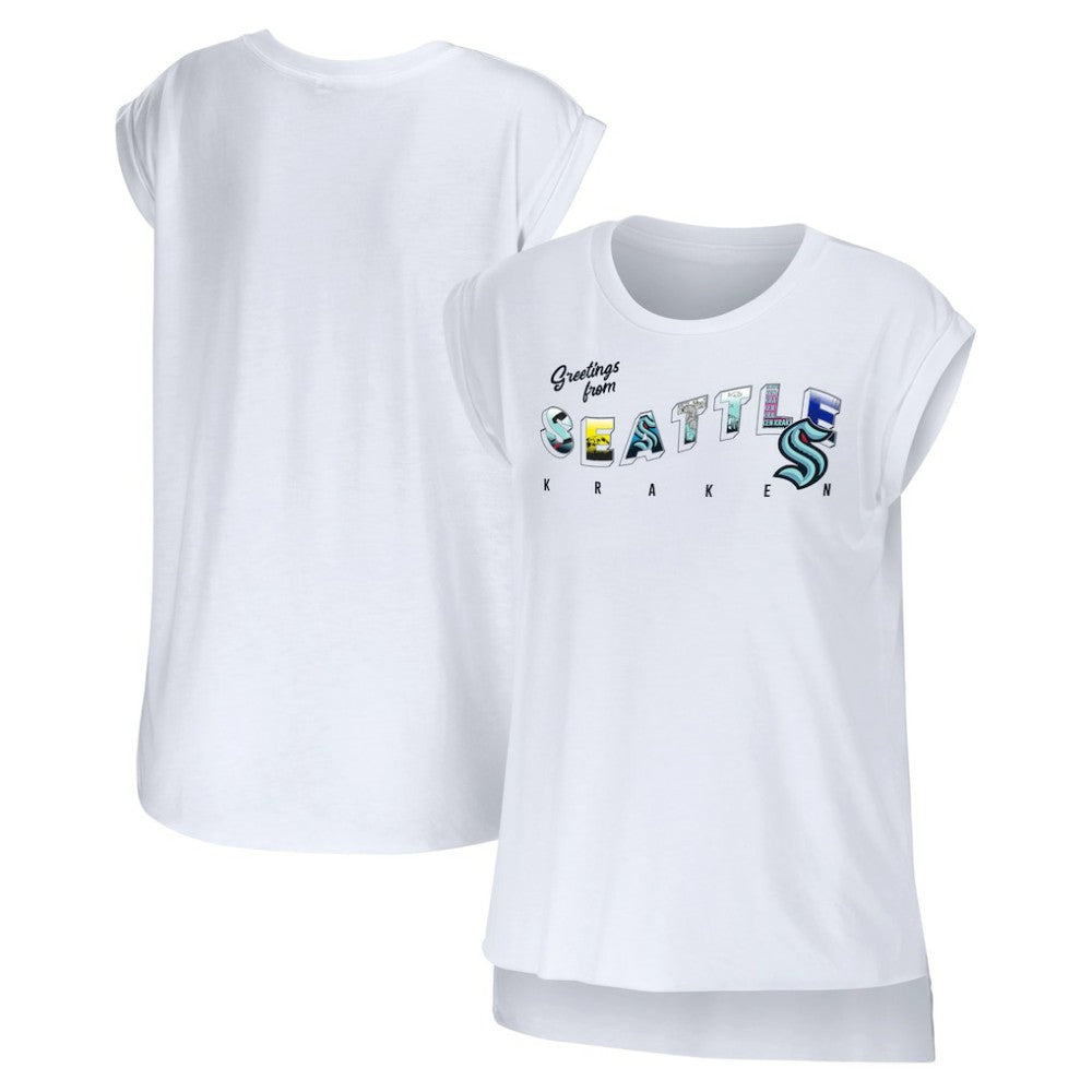Seattle Kraken WEAR by Erin Andrews Women's Greetings From Muscle T-Shirt White