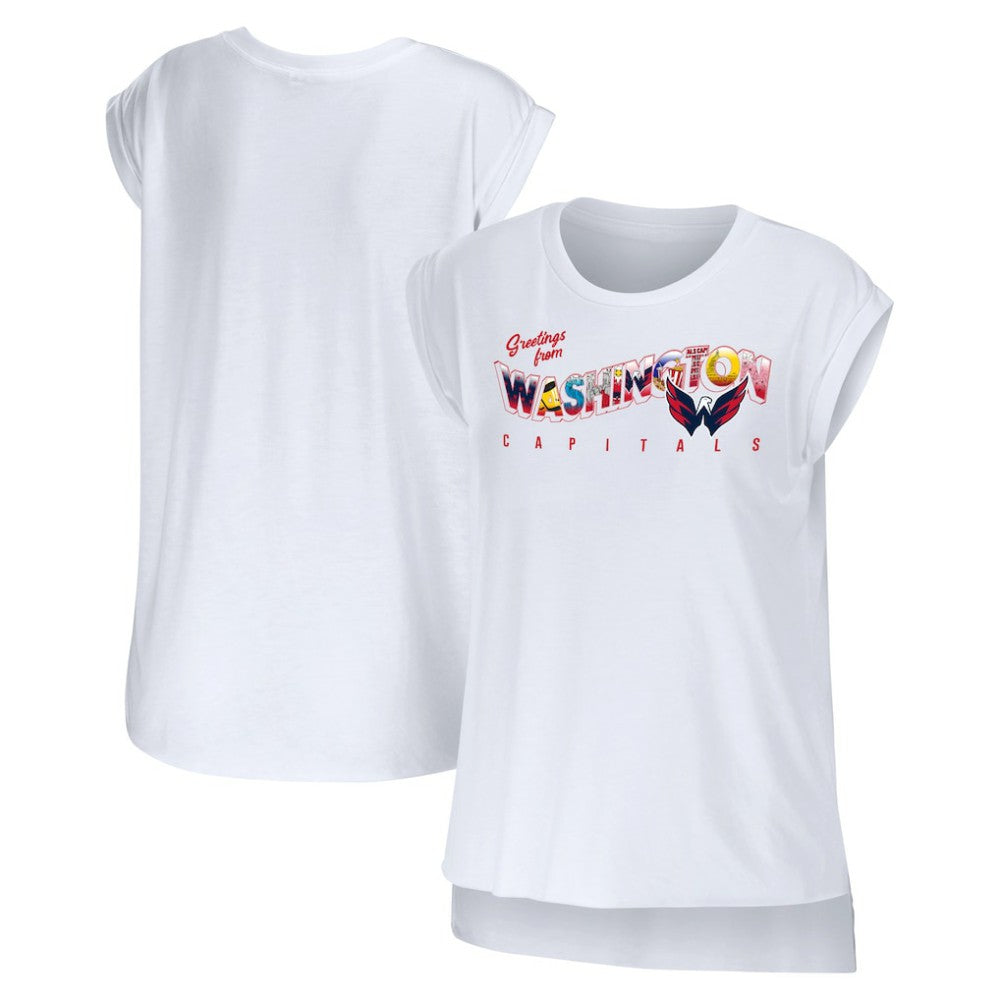 Washington Capitals WEAR by Erin Andrews Women's Greetings From Muscle T-Shirt White