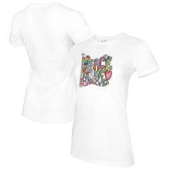 Cincinnati Reds Tiny Turnip Women's Peace Love Baseball T-Shirt White