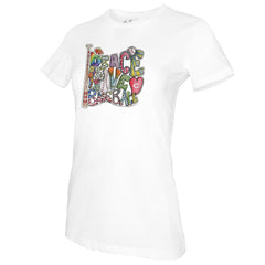 Cincinnati Reds Tiny Turnip Women's Peace Love Baseball T-Shirt White