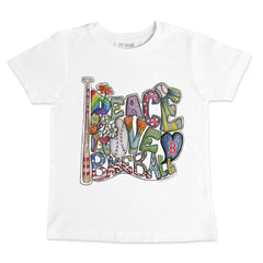 Boston Red Sox Tiny Turnip Youth Peace Love Baseball T-Shirt White
