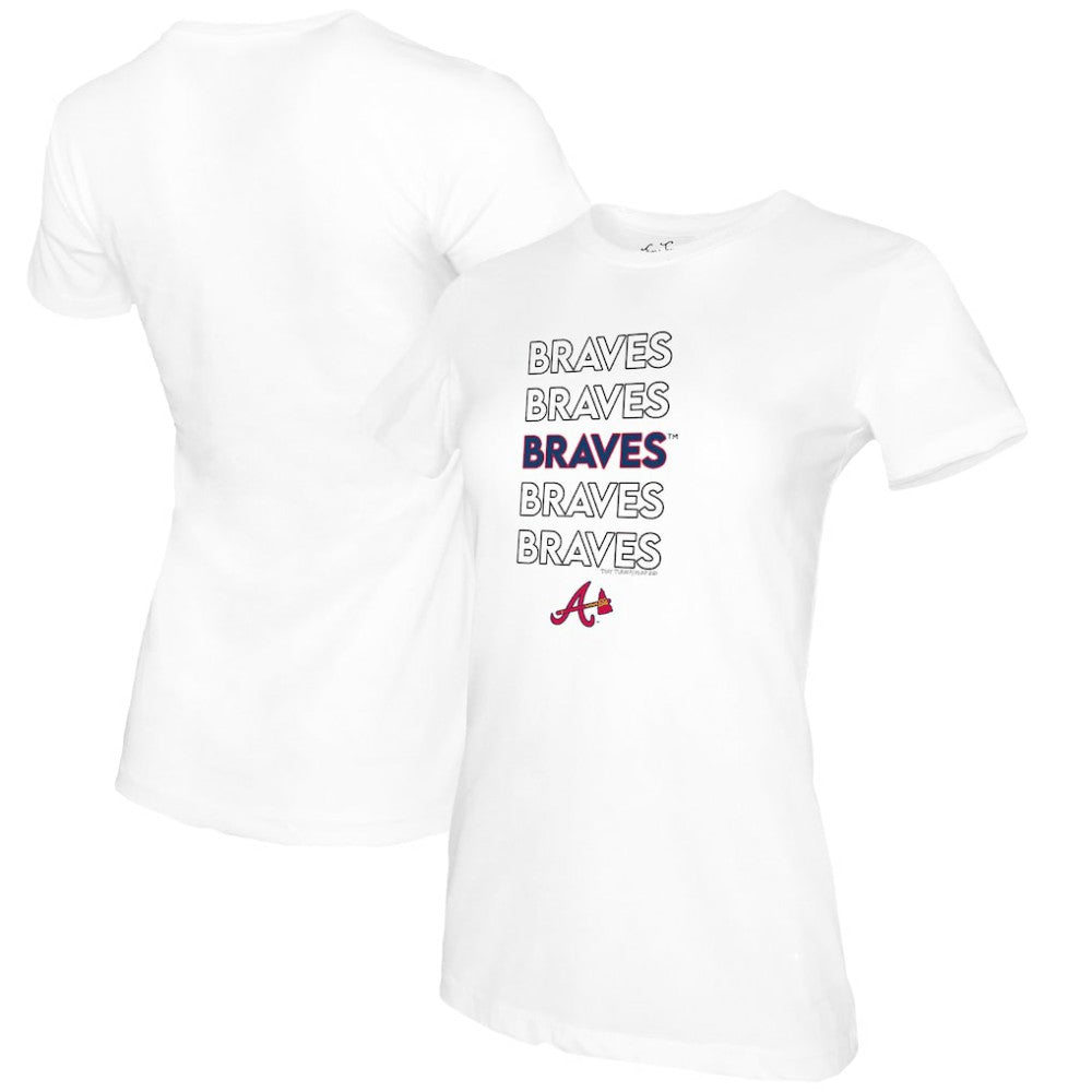 Atlanta Braves Tiny Turnip Women's Stacked T-Shirt White