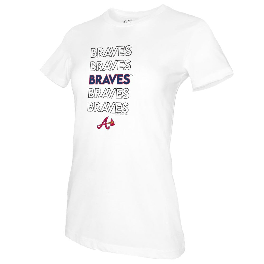 Atlanta Braves Tiny Turnip Women's Stacked T-Shirt White